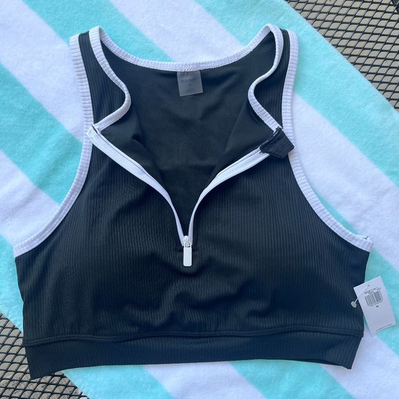 Ribbed Zip-Front Longline Bikini Swim Top NWT - Picture 4 of 11